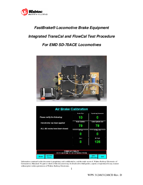 (PDF) FastBrake® Locomotive Brake Equipment Integrated TransCal and ...