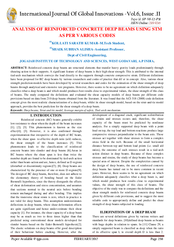 (PDF) ANALYSIS OF REINFORCED CONCRETE DEEP BEAMS USING STM AS PER ...