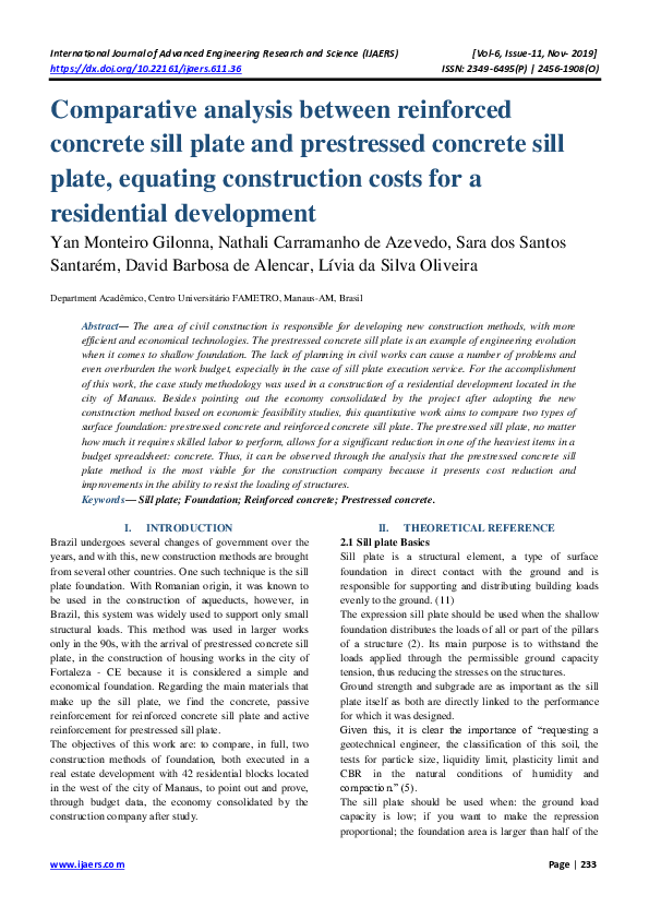 (PDF) Comparative analysis between reinforced concrete sill plate and