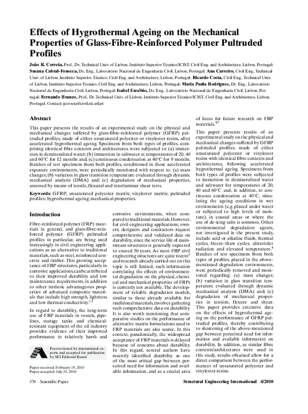 (PDF) Effects of Hygrothermal Ageing on the Mechanical Properties of ...