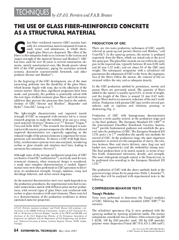 (PDF) The Use of Glass Fiber?Reinforced Concrete as a Structural