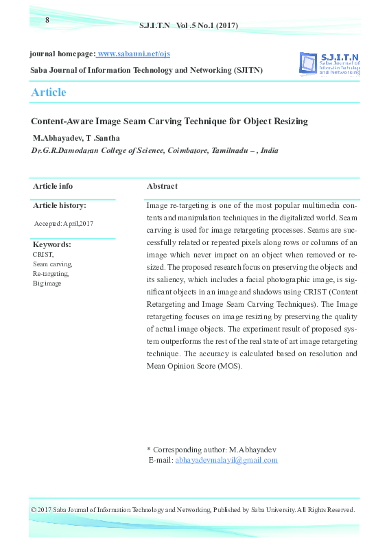 (PDF) Content-Aware Image Seam Carving Technique for Object Resizing