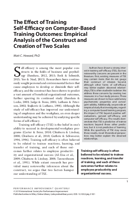 (PDF) The Effect of Training Self-Efficacy on Computer-Based Training ...