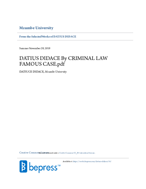 Pdf Datius Didace By Criminal Law Famous Cases Pdf Datius Didace Academia Edu