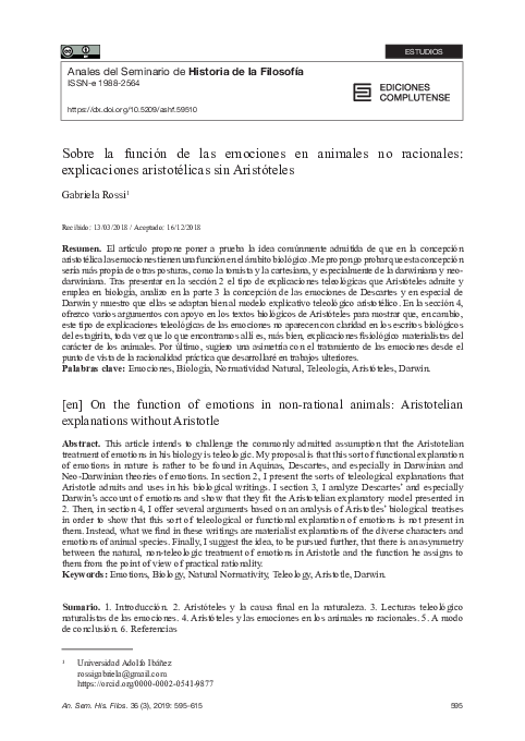 (PDF) Sobre la función de las emociones en animales no racionales ...