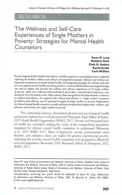 (PDF) The wellness and self-care experiences of single mothers in ...