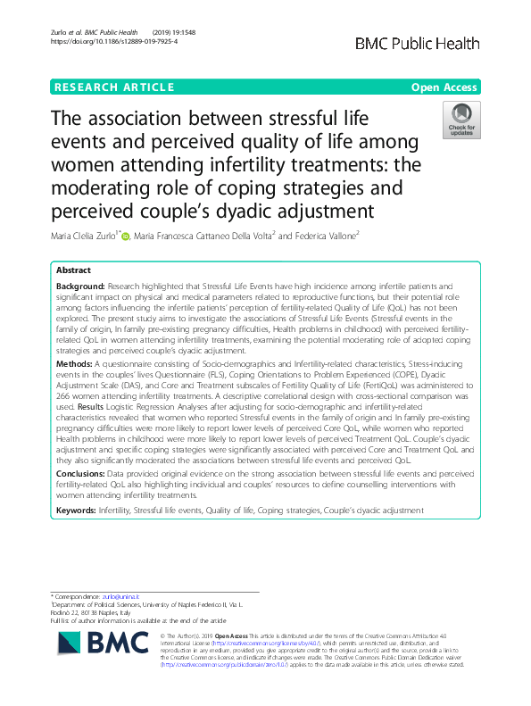 (PDF) The association between stressful life events and perceived ...