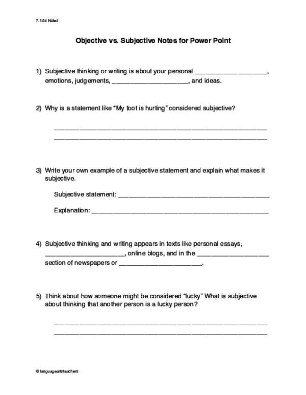 (PDF) Objective vs. Subjective Notes for Power Point