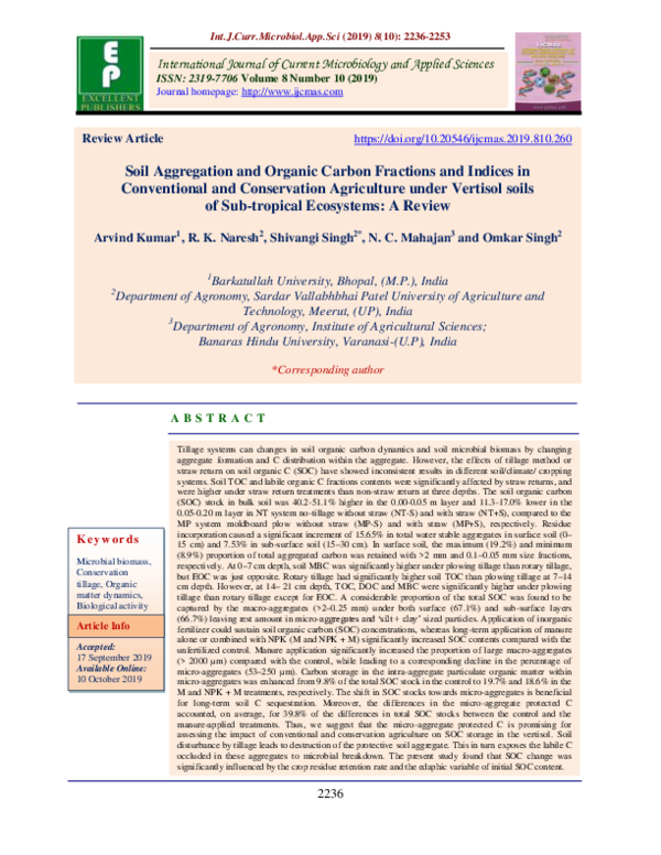 (PDF) Soil Aggregation and Organic Carbon Fractions and Indices in ...