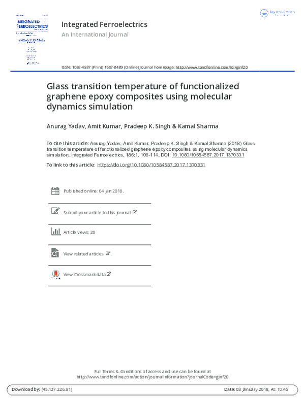 (PDF) Glass transition temperature of functionalized graphene epoxy
