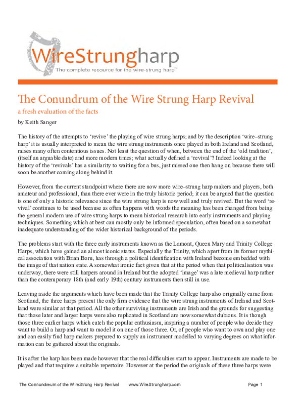 Pdf The Conundrum Of The Wire Strung Harp Revival Pdf The Conundrum Of The Wire Strung Harp Revival