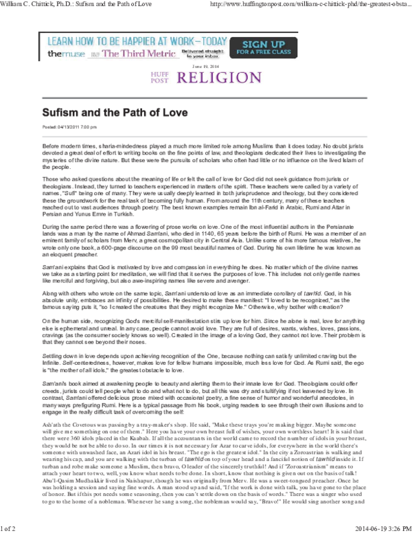 (PDF) Sufism and the Path of Love