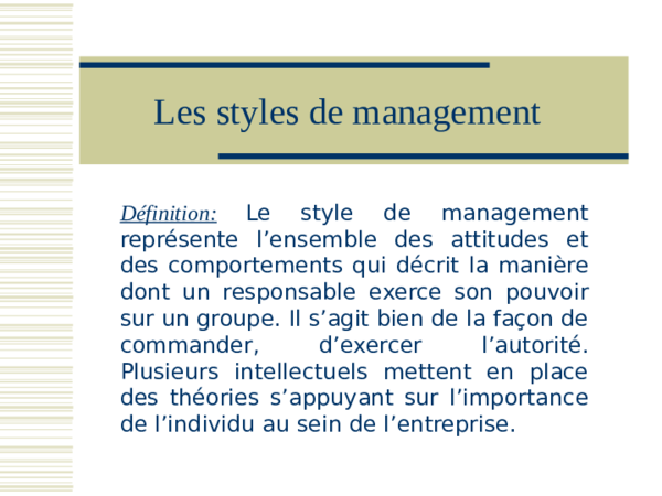 (PDF) Les styles de management