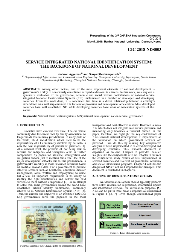(PDF) Service Integrated National Identification System: The Backbone ...
