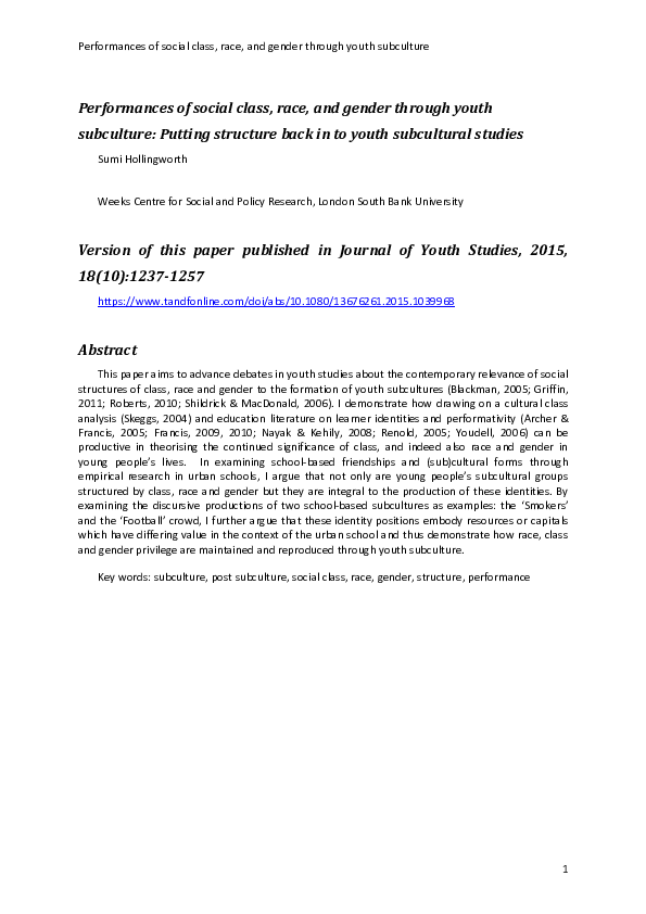 Free subculture essays picture