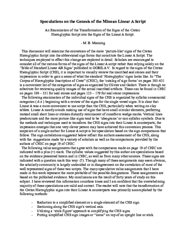 (PDF) Genesis of Linear A