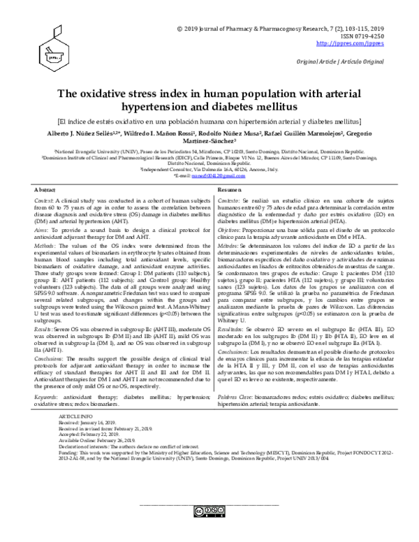 (PDF) The oxidative stress index in human population with arterial ...