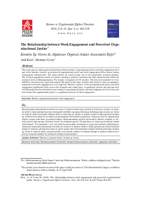 (PDF) The Relationship between Work Engagement and Perceived ...