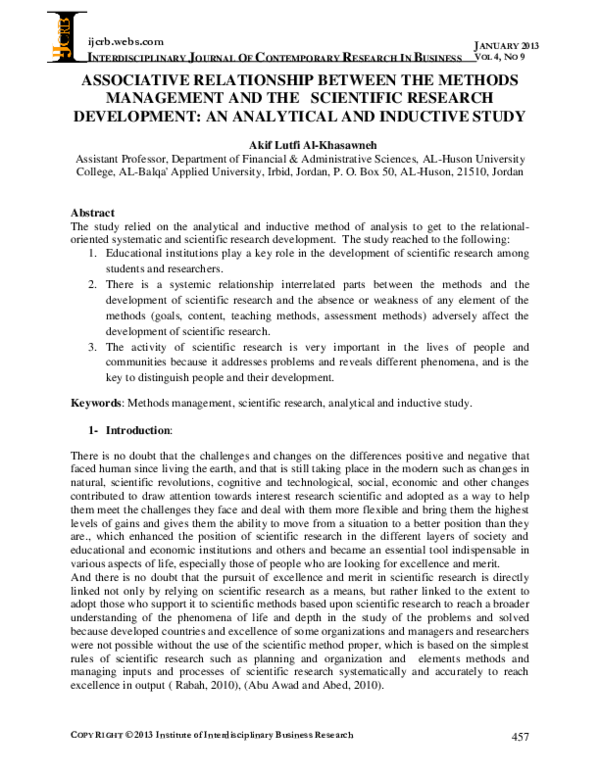 (PDF) ASSOCIATIVE RELATIONSHIP BETWEEN THE METHODS MANAGEMENT AND THE ...