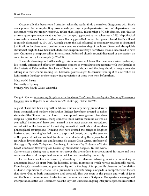 (PDF) Review of Interpreting Scripture with the Great Tradition by ...