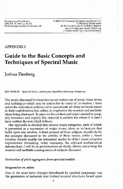 (PDF) Guide to the Basic Concepts and Techniques of Spectral Music