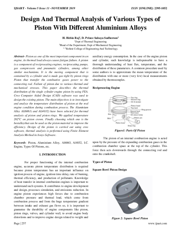 (PDF) DESIGN AND THERMAL ANALYSIS OF VARIOUS TYPES OF PISTON WITH ...