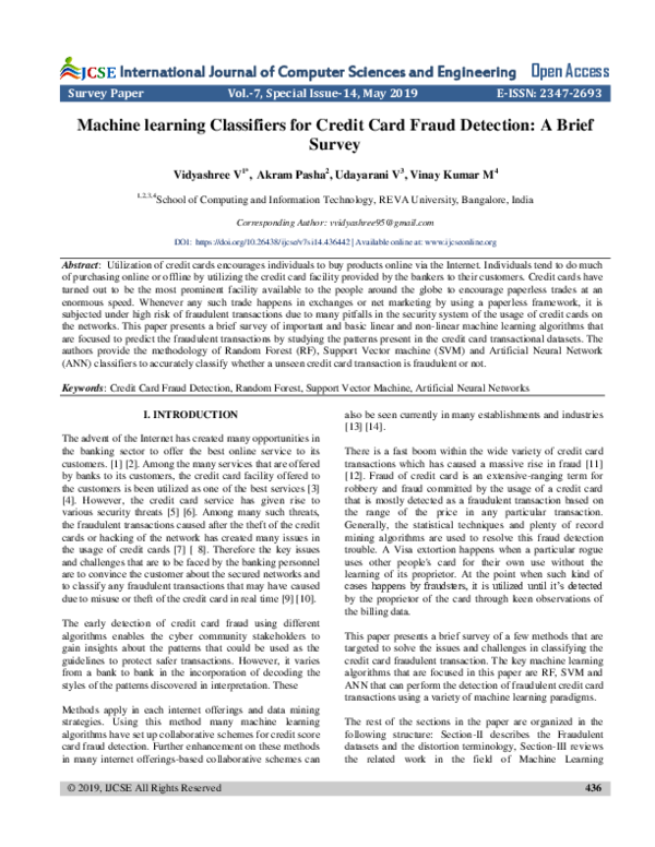 (PDF) Machine learning Classifiers for Credit Card Fraud Detection: A ...