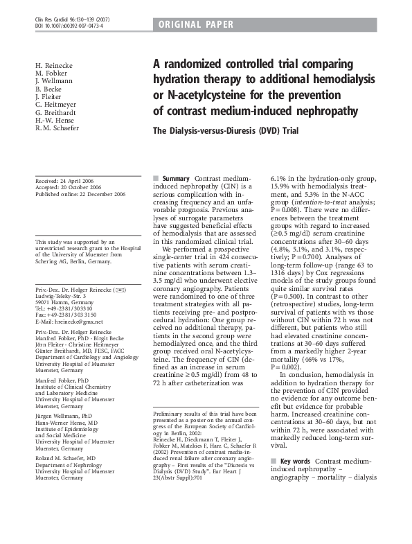 (PDF) A randomized controlled trial comparing hydration therapy to ...