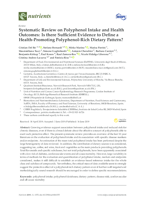 (PDF) Systematic Review on Polyphenol Intake and Health Outcomes: Is ...