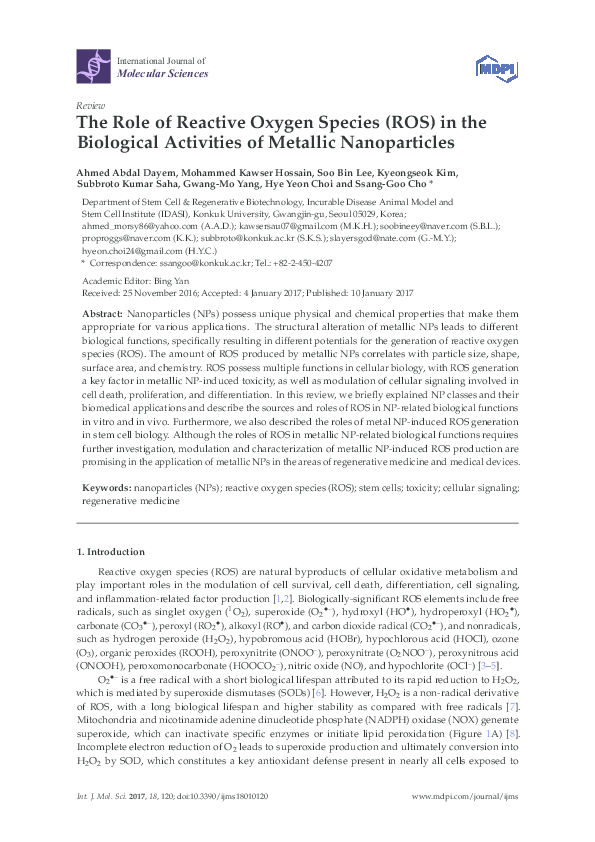 (PDF) The Role of Reactive Oxygen Species (ROS) in the Biological ...
