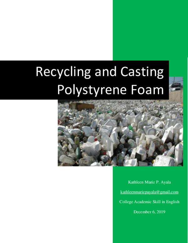 (PDF) Recycling and Casting Polystyrene Foam