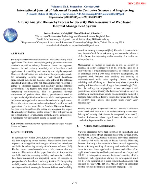 (PDF) A Fuzzy Analytic Hierarchy Process for Security Risk Assessment ...