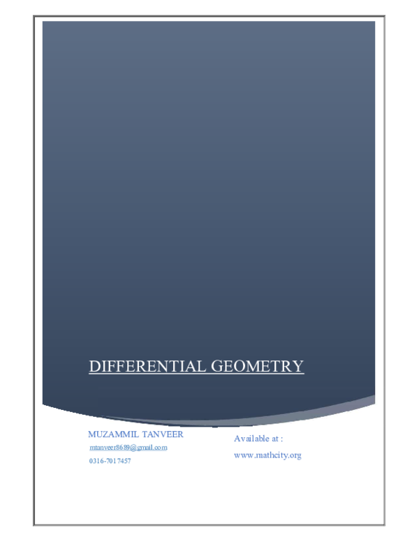 (PDF) DIFFERENTIAL GEOMETRY Choudhry Adnan Academia.edu