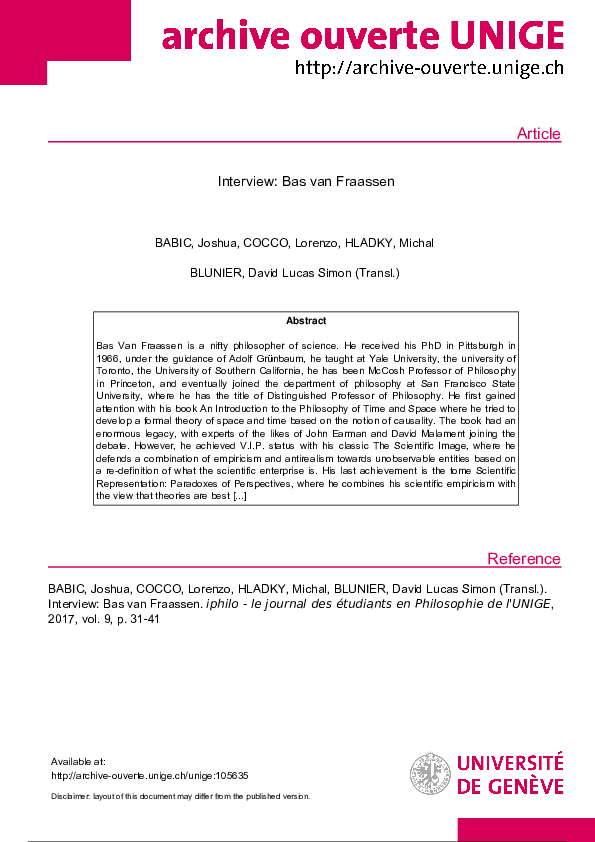 (PDF) Interview Bas van Fraassen