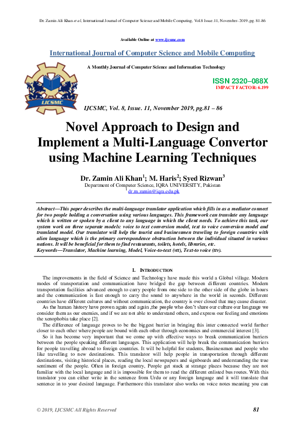 (PDF) Novel Approach to Design and Implement a Multi-Language Convertor ...