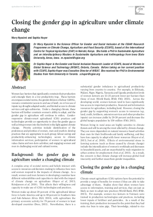 (PDF) Closing the gender gap in agriculture under Climate ...