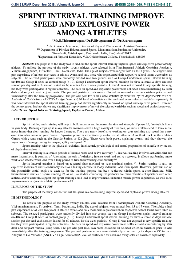 (PDF) SPRINT INTERVAL TRAINING IMPROVE SPEED AND EXPLOSIVE POWER AMONG ...
