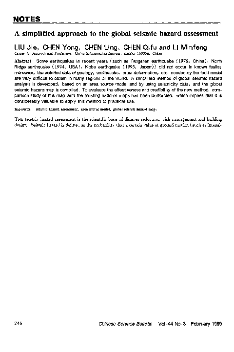 (PDF) A simplified approach to the global seismic hazard assessment