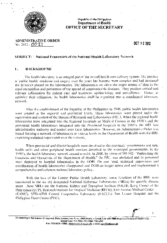 (PDF) DOH Administrative Order (AO 2012-0021) - entitled ...