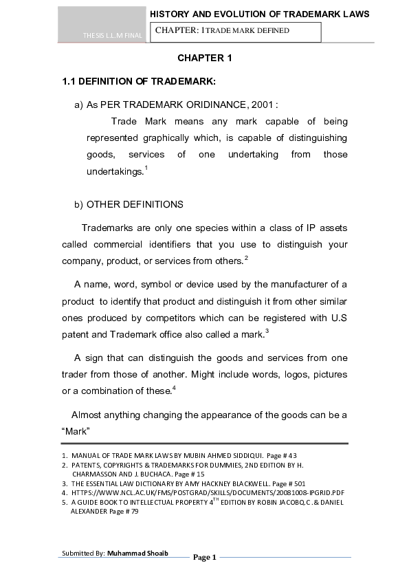 (PDF) HISTORY AND EVOLUTION OF TRADEMARK LAWS CHAPTER: 1TRADE MARK ...