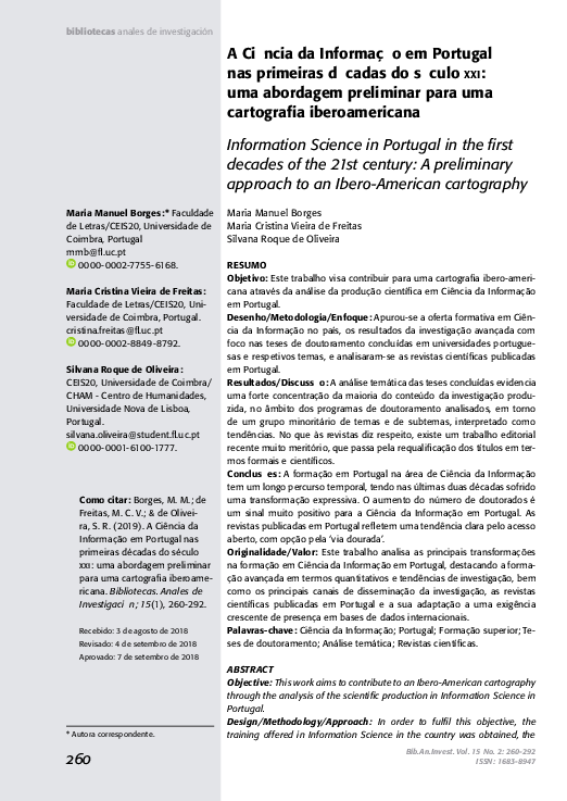 (PDF) A Ciência da Informação em Portugal nas primeiras décadas do ...