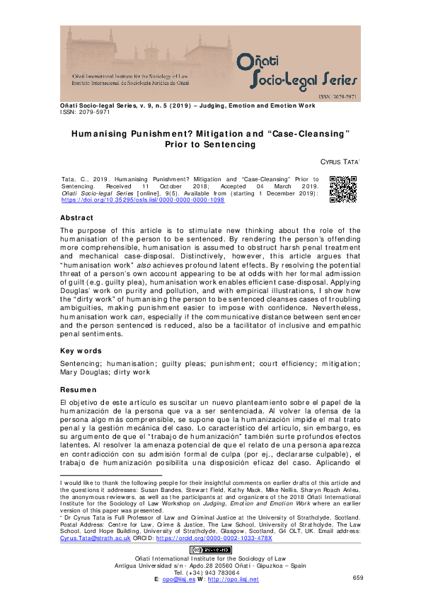 (PDF) Humanising Punishment? Mitigation and 