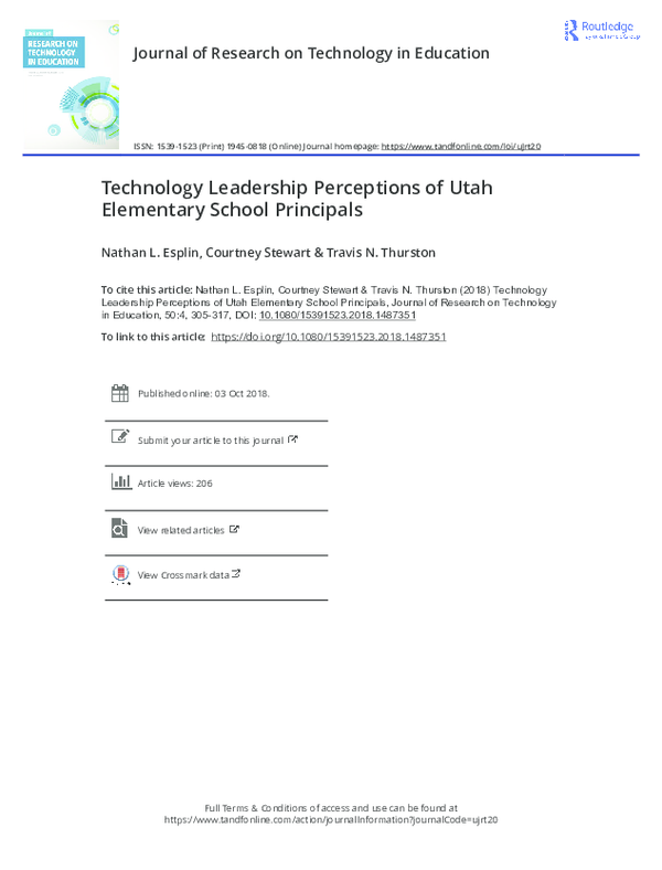 (PDF) Technology Leadership Perceptions of Utah Elementary School ...