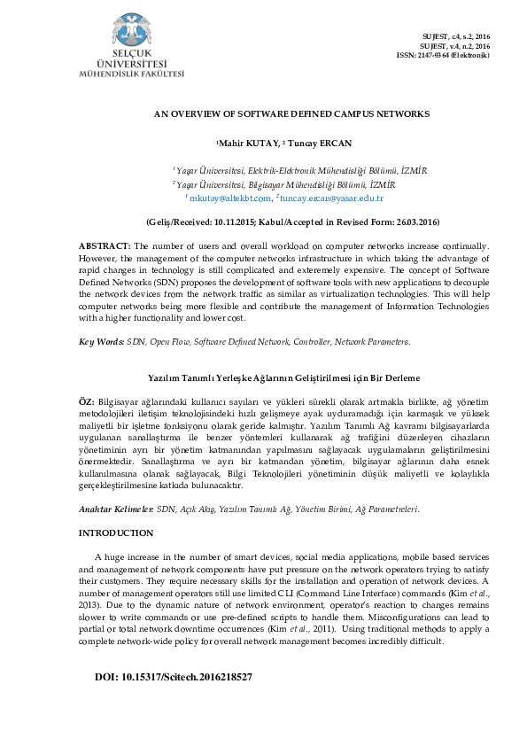 (PDF) AN OVERVIEW OF SOFTWARE DEFINED CAMPUS NETWORKS