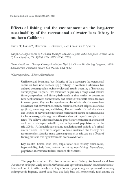 (PDF) Effects of fishing and the environment on the long-term ...