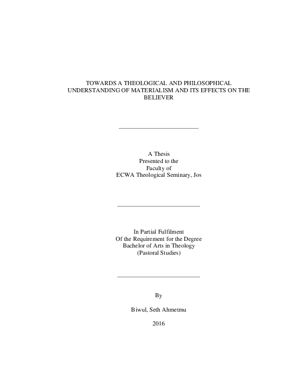 (PDF) TOWARDS A THEOLOGICAL AND PHILOSOPHICAL UNDERSTANDING OF