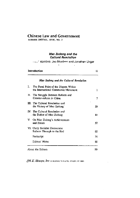 (PDF) Mao Zedong and the Cultural Revolution