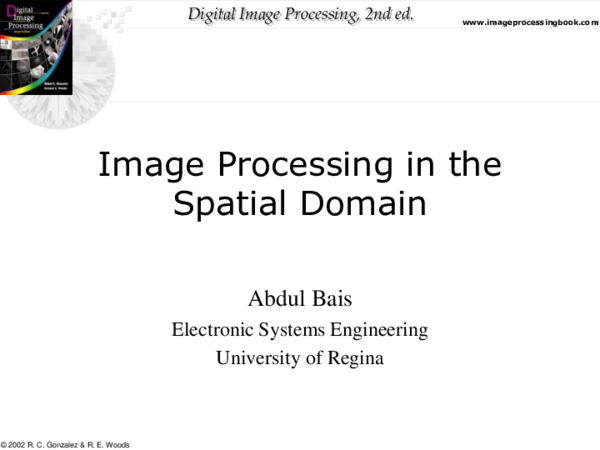 (PDF) Image Processing in the Spatial Domain