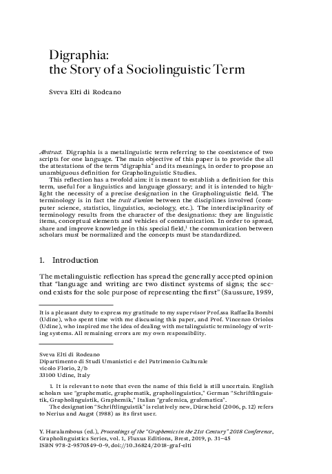 (PDF) Digraphia: the Story of a Sociolinguistic Term