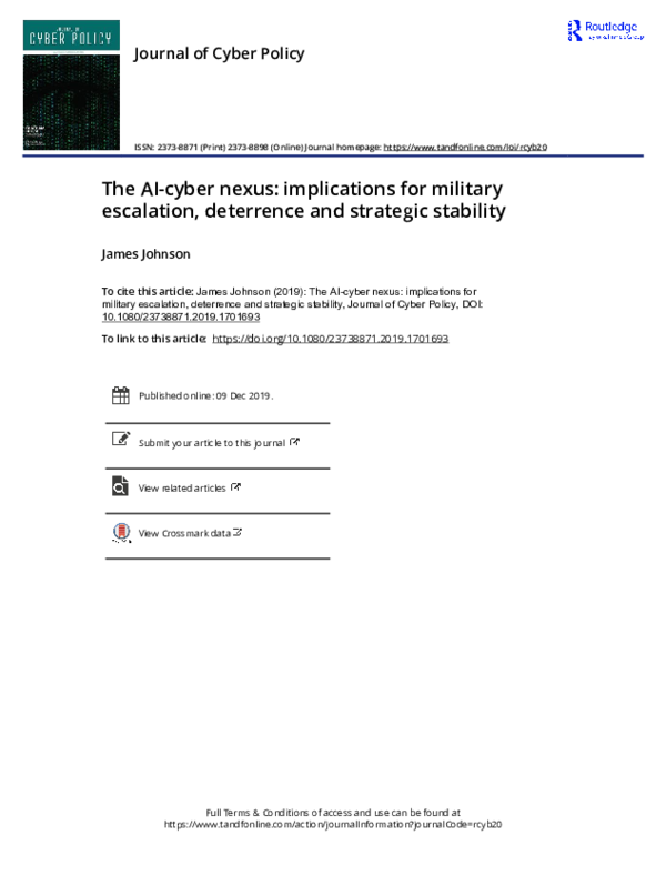 AI military escalation - PDF) The AI-cyber nexus: Implications for military escalation ...